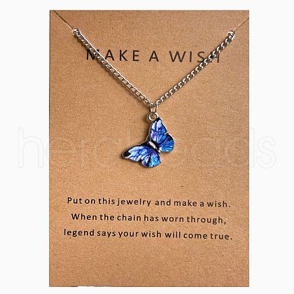 Bohemian Alloy Enamel Butterfly Pendant Necklaces for Women WG0CAA2-05-1