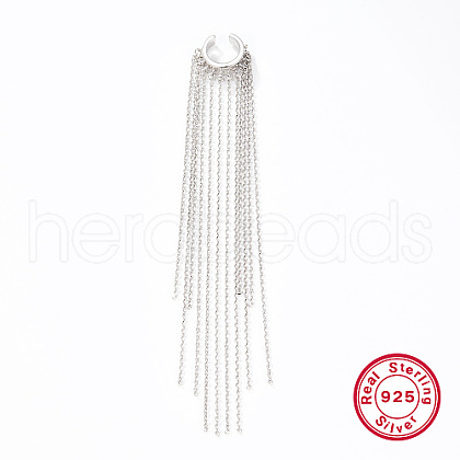 Anti-Tarnish Rhodium Plated 925 Sterling Silver Cuff Earrings NK3213-1