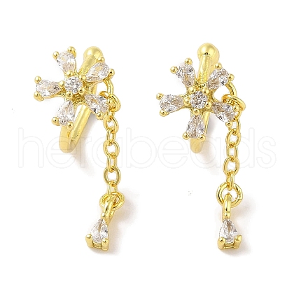 Flower Brass Cuff Earrings EJEW-I305-59G-1