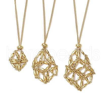304 Stainless Steel Curb Chain Macrame Pouch Necklace Making NJEW-JN05072-02-1