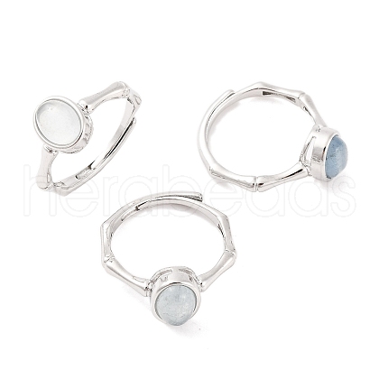 Oval Natural Amazonite Adjustable Rings RJEW-Q817-04P-09-1