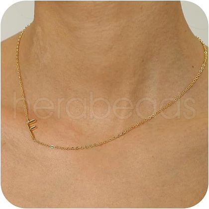 Brass Initial Link Chain Necklaces for Women FS-WG848C9-06-1