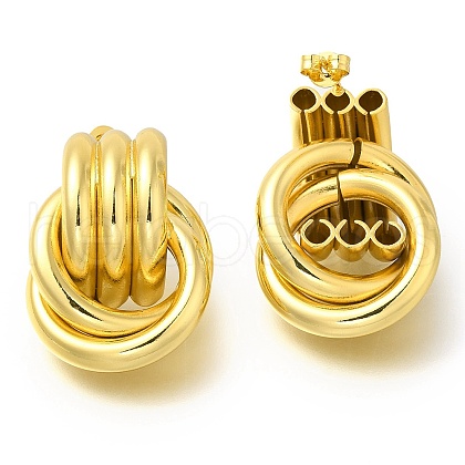 Rack Plating Hollow Wrap Twist Brass Stud Earrings EJEW-I310-11G-1
