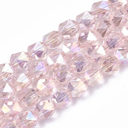 Electroplate Transparent Glass Beads Strands EGLA-T019-06N-1