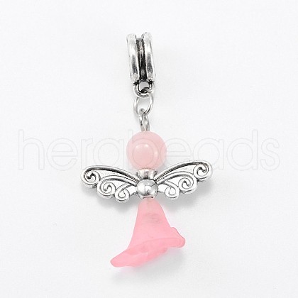 Lovely Wedding Dress Angel Alloy European Dangle Large Hole Pendants PALLOY-JF00002-02-1