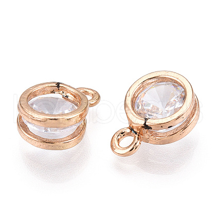 Flat Round Alloy Charms X-ZIRC-R007-054A-03-1