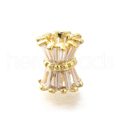 Rack Plating Column Brass Micro Pave Clear Cubic Zirconia Beads KK-Q040-12G-04-1