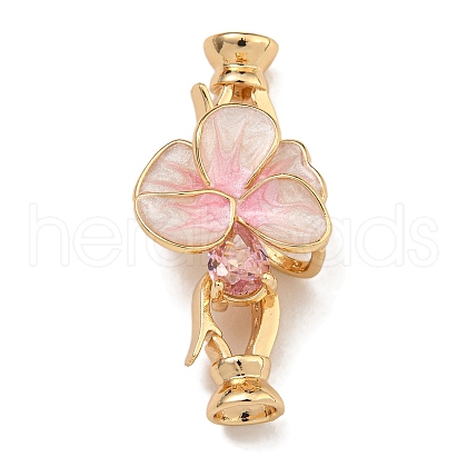 Brass Micro Pave Clear Cubic Zirconia Fold Over Clasps KK-U037-22G-01-1