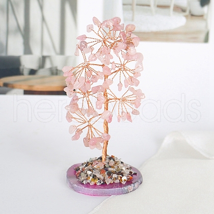 Natural Rose Quartz Chips Tree Decorations PW-WG19957-04-1