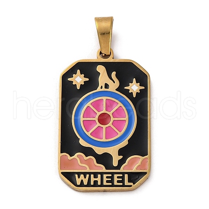 Ion Plating(IP) 304 Stainless Steel Enamel Pendants STAS-Q003-01G-011-1