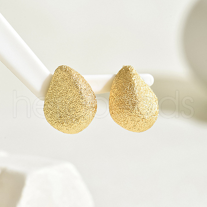 Brass Frosted Teardrop Stud Earrings YQ2405-1