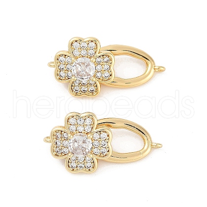 Brass Micro Pave Clear Cubic Zirconia Fold Over Clasps KK-U043-20G-1
