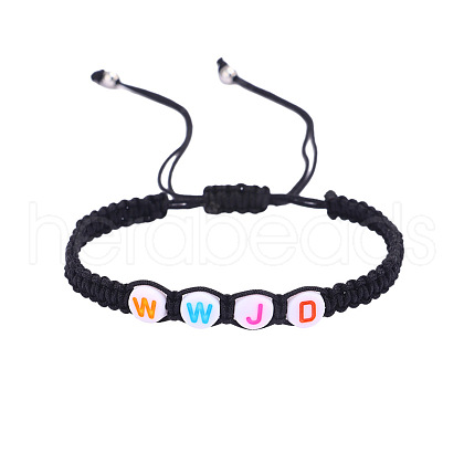 Adjustable Unisex Letter WWJD Acrylic Braided Bead Bracelets RA5830-5-1