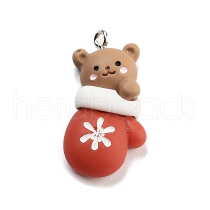 Christmas Theme Opaque Resin Pendants RESI-F054-B08-1