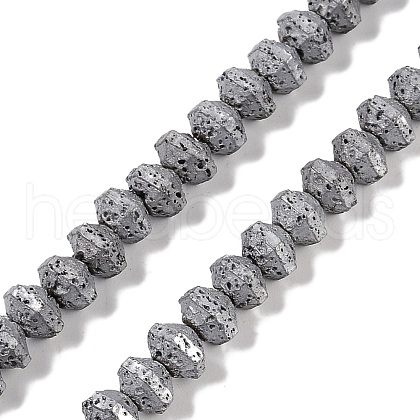 Electroplated Natural Lava Rock Beads Strands G-A234-F02-01G-1