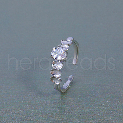 Brass Micro Pave Clear Cubic Zirconia Cuff Rings for Women DG9210-1