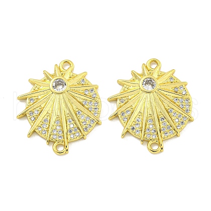 Rack Plating Brass Pave Clear Cubic Zirconia Star Connector Links KK-B091-38G-1