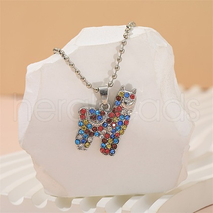 Alloy Colorful Rhinestone Pendant Necklaces for Kid FS-WG8D677-01-1