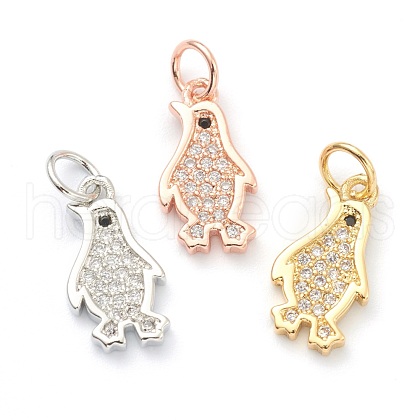 Brass Clear Cubic Zirconia Charms ZIRC-B010-06-1