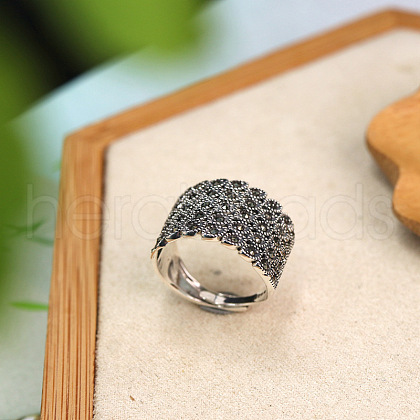 Ethnic Style Adjustable 925 Sterling Silver Finger Rings for Women FS-WG30C75-01-1