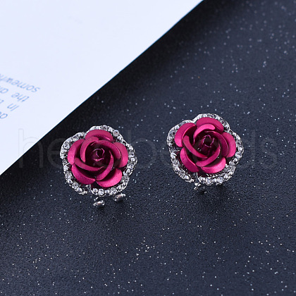 Alloy Rhinestone Stud Earrings WG72A22-06-1
