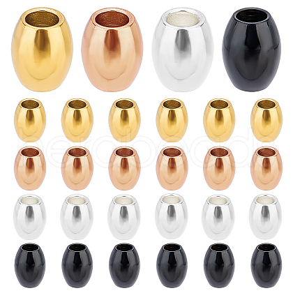 DICOSMETIC 40Pcs 4 Colors Oval Ion Plating(IP) 304 Stainless Steel Beads STAS-DC0004-70-1