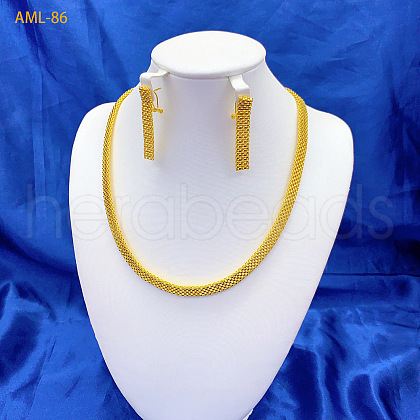 Alloy Pendant Necklace & Stud Earring FS-WGC4C10-03-1