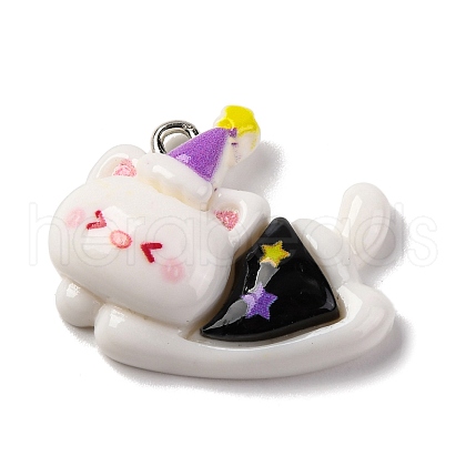 Halloween Theme Opaque Resin Pendants RESI-D075-03B-1