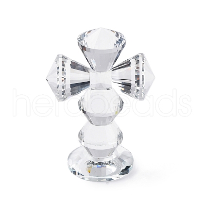 Natural Quartz Crystal Cross Figurines AJEW-H154-01D-1