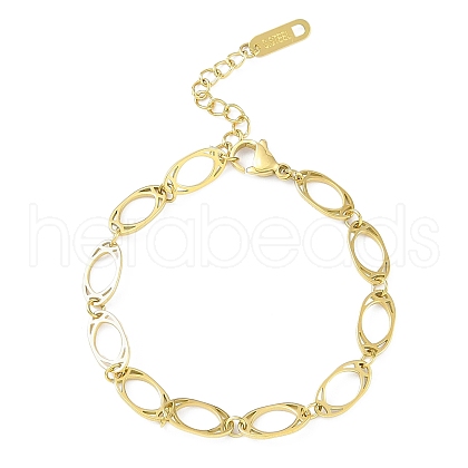 Ion Plating(IP) 304 Stainless Steel Horse Eye Link Bracelet for Women BJEW-K254-11B-G-1