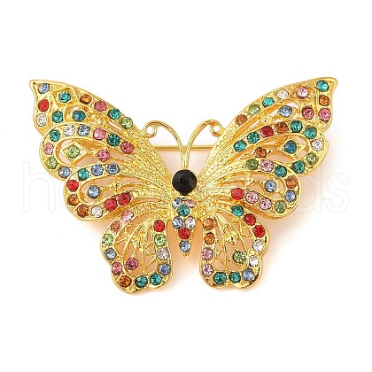 Butterfly Zinc Alloy Rhinestone Brooches for Backpack Clothes JEWB-S027-04D-1