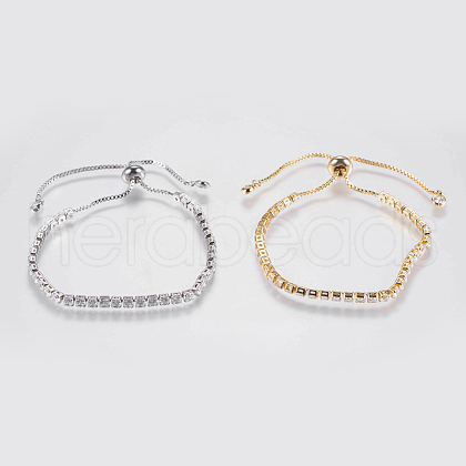 Adjustable Brass Micro Pave Cubic Zirconia Bracelets BJEW-G588-01-1