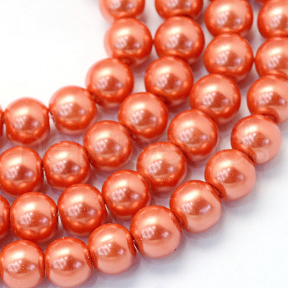 Baking Painted Pearlized Glass Pearl Round Bead Strands HY-Q003-6mm-38-1