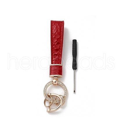 Microfiber & Zinc Alloy & Crystal Rhinestone Keychain KEYC-G062-01F-1