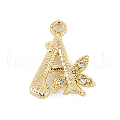 Brass Crystal Rhinestone Letter Links Connector Charms KK-S395-06G-A-1