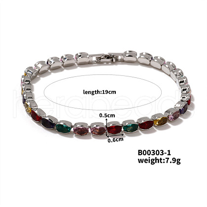 Exquisite Fashion Personality Brass Cubic Zirconia Link Chain Bracelets JC8440-4-1