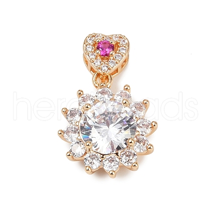 Brass Micro Pave Cubic Zirconia Pendants KK-E795-12KCG-01-1