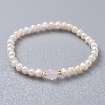 Stretch Grade A Natural Freshwater Pearl Bracelets BJEW-JB04623-01-1