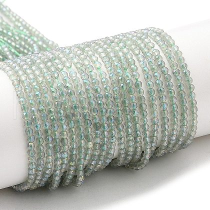 Electroplate Transparent Glass Beads Strands X-GLAA-H021-01A-FR07-1