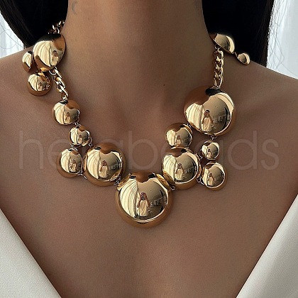 Alloy Flat Round Statement Bib Necklaces for Women FS-WG4790D-03-1