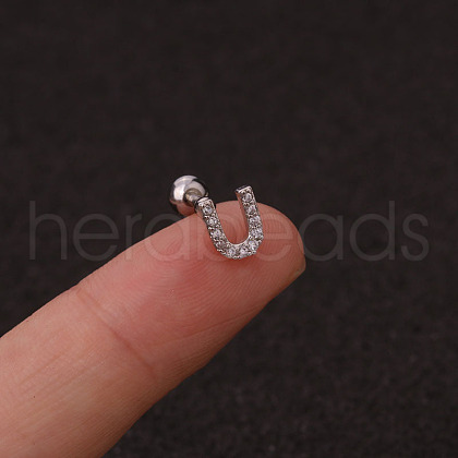316L Surgical Stainless Steel Micro Pave Clear Cubic Zirconia Cartilage Earrings WG3A850-41-1