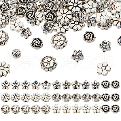ARRICRAFT 210Pcs 7 Styles Tibetan Style Alloy Beads FIND-AR0004-77-1
