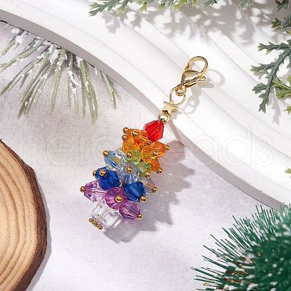 Tree Glass Beads Pendant Decoration HJEW-JM02613-02-1