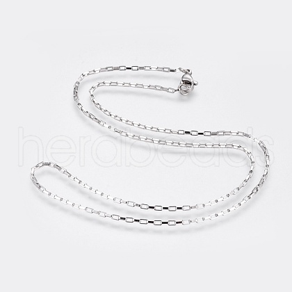 Non-Tarnish 304 Stainless Steel Box Chain Necklaces NJEW-F248-22A-P-1