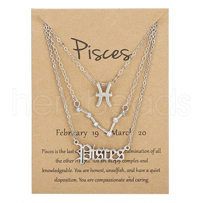 3Pcs 3 Styles Alloy Crystal Rhinestone Constellation Pendant Necklaces Sets WGEBB06-24-1