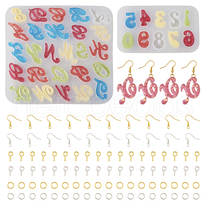 2Pcs 2 Style Letter & Number Silicone Pendant Molds DIY-TA0005-69-1