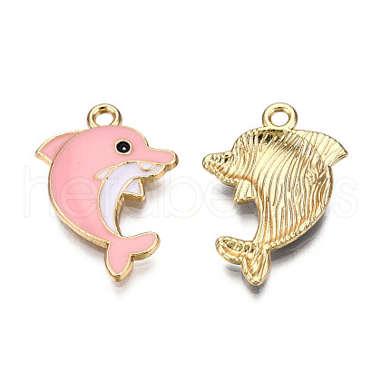 Light Gold Plated Alloy Enamel Pendants ENAM-T009-55B-RS-1