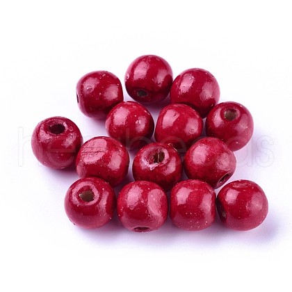Dyed Natural Wood Beads WOOD-Q006-14mm-01-LF-1
