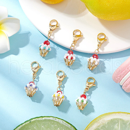 Glass Seed Beaded Pendant Decorations HJEW-MZ00188-1