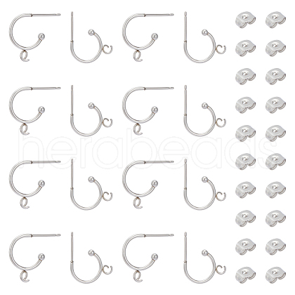 Unicraftale 24Pcs 304 Stainless Steel Ring Stud Earrings STAS-UN0057-81-1